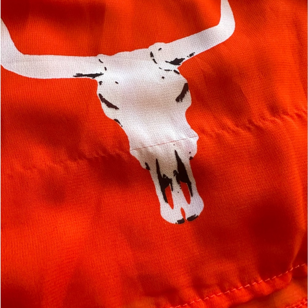 ❤️SOLD Peach Love California Cattle Skull Off The Shoulder Top, Red Orange, Ruf - Picture 7 of 16